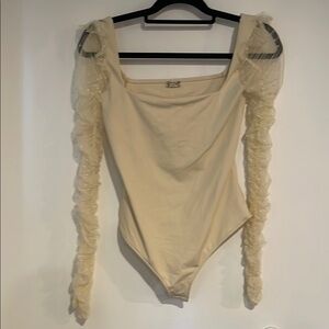 Intimately Free People Sz S Cream Long Sleeve Bodysuit